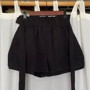 Black paper bag shorts